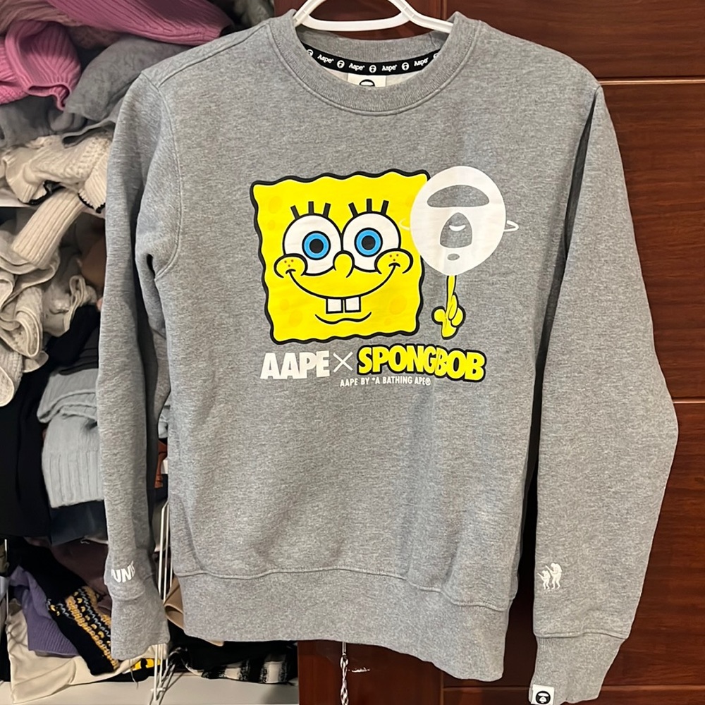 Aape X SpongeBob grey hoodie